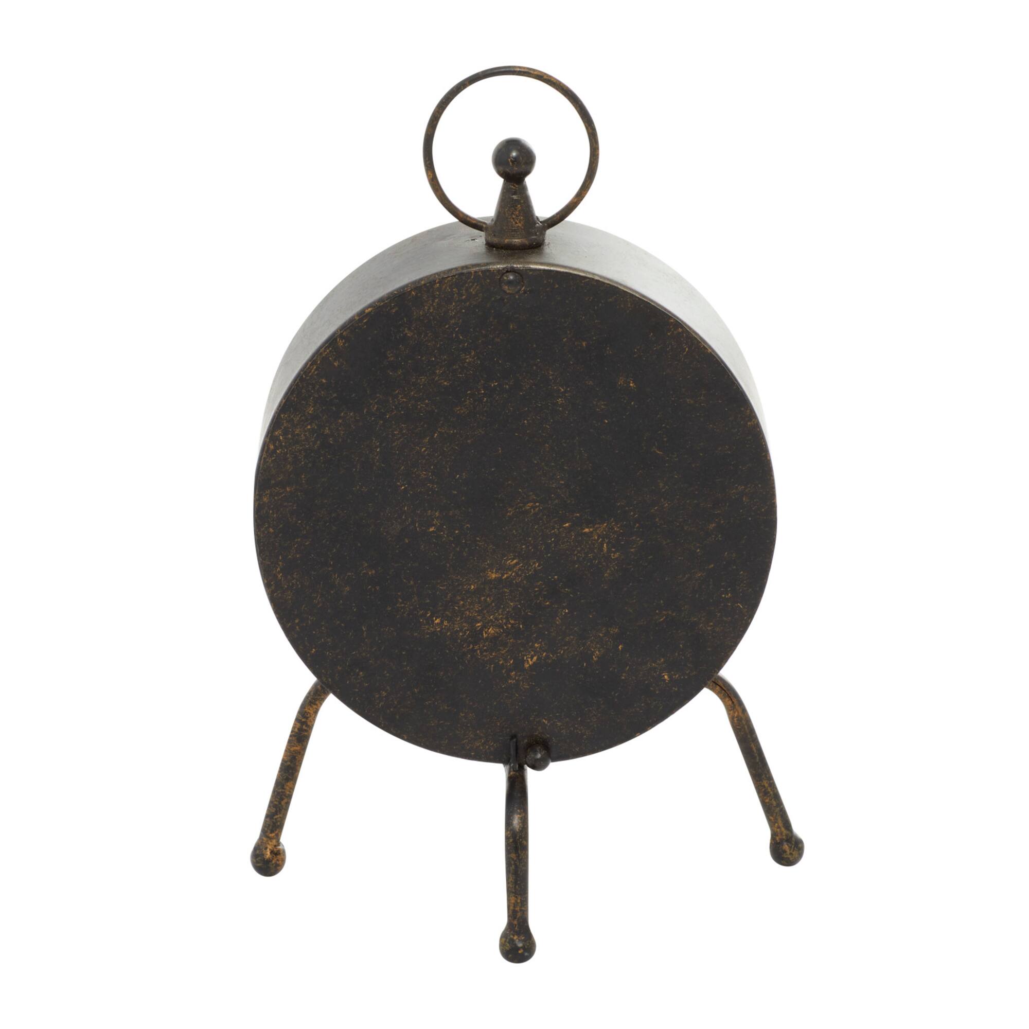 11" Brown Metal Contemporary Table Clock